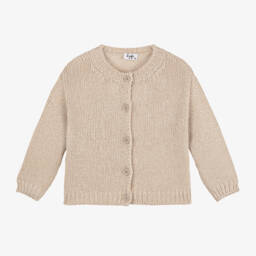 Il Gufo-Girls Gold Metallic Knit Cardigan | Childrensalon Outlet