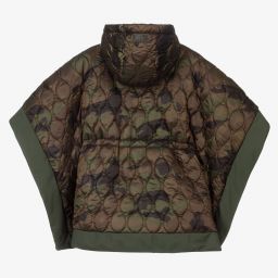 Il Gufo-Зеленое пончо камуфляжной расцветки для девочек | Childrensalon Outlet