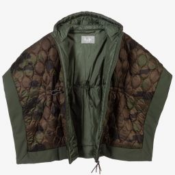 Il Gufo-Зеленое пончо камуфляжной расцветки для девочек | Childrensalon Outlet