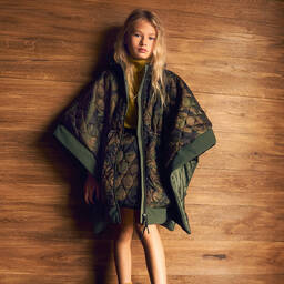 Il Gufo-Зеленое пончо камуфляжной расцветки для девочек | Childrensalon Outlet