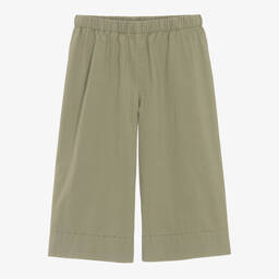 Il Gufo-Girls Green Wide Leg Cotton Trousers | Childrensalon Outlet