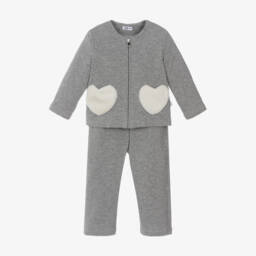 Il Gufo-Girls Grey Jersey Trouser Ensemble | Childrensalon Outlet