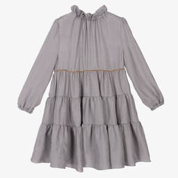 Il Gufo-Серое многоярусное платье для девочек | Childrensalon Outlet