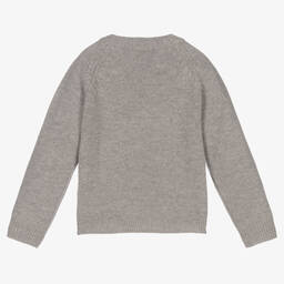 Il Gufo-كنزة صوف محبوك لون رمادي للبنات | Childrensalon Outlet