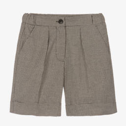 Il Gufo-Girls Houndstooth Black Gold Shorts | Childrensalon Outlet