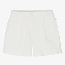 Il Gufo-Girls Ivory Cotton & Linen Shorts | Childrensalon Outlet