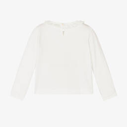 Il Gufo-Girls Ivory Cotton Ruffle Collar Top | Childrensalon Outlet