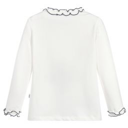 Il Gufo-Girls Ivory Cotton Ruffle Top | Childrensalon Outlet