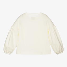 Il Gufo-Girls Ivory Cotton Sweatshirt | Childrensalon Outlet