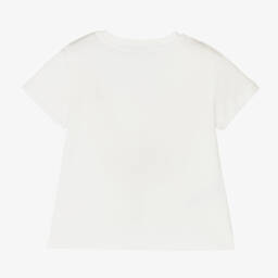 Il Gufo-Girls Ivory Cotton T-Shirt | Childrensalon Outlet
