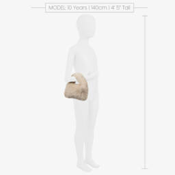 إيل غوفو-حقيبة يد فرو صناعي لون بيج (21 سم) | Childrensalon Outlet