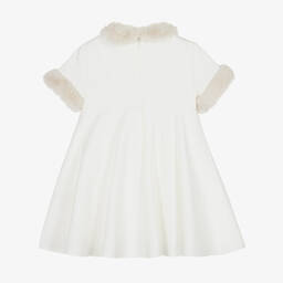 Il Gufo-Girls Ivory Faux Fur Trimmed Dress | Childrensalon Outlet