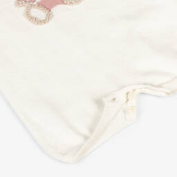 Il Gufo-Girls Ivory & Pink Teddy Knit Romper | Childrensalon Outlet