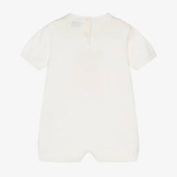 Il Gufo-Girls Ivory & Pink Teddy Knit Romper | Childrensalon Outlet