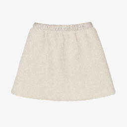 Il Gufo-Girls Ivory Sherpa Fleece Skirt | Childrensalon Outlet