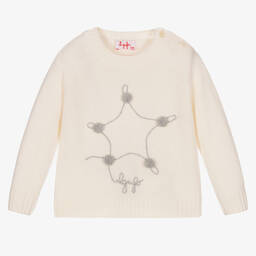 Il Gufo-Кремовый шерстяной свитер со звездой для девочек | Childrensalon Outlet