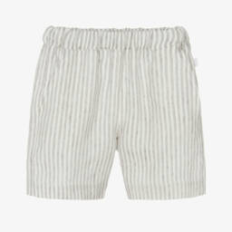 Il Gufo-شورت رمادي مخطط من الكتان للبنات | Childrensalon Outlet