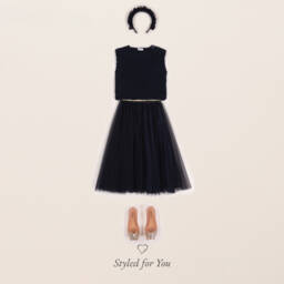 Il Gufo-Girls Midnight Pleated Tulle Skirt | Childrensalon Outlet
