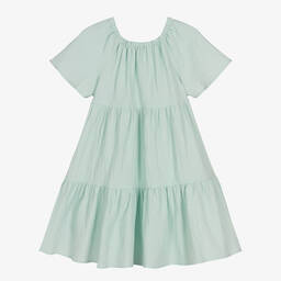 Il Gufo-Girls Mint Green Cotton Seersucker Dress | Childrensalon Outlet