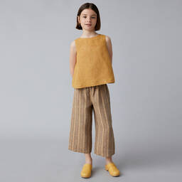 Il Gufo-توب كتان لون أصفر موتارد للبنات | Childrensalon Outlet