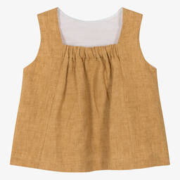 Il Gufo-توب كتان لون أصفر موتارد للبنات | Childrensalon Outlet