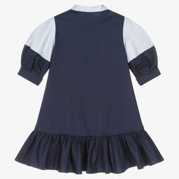 Il Gufo-Синее хлопковое платье для девочек | Childrensalon Outlet