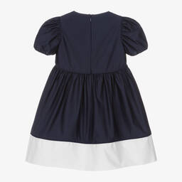 Il Gufo-Girls Navy Blue Cotton Dress | Childrensalon Outlet