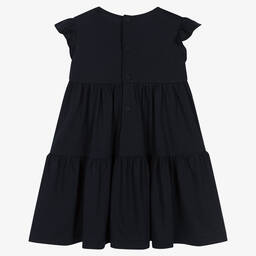 Il Gufo-Girls Navy Blue Cotton Jersey Dress | Childrensalon Outlet