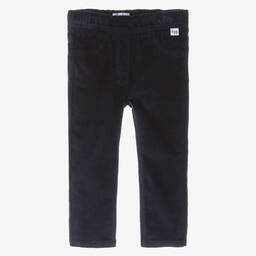 Il Gufo-Girls Navy Blue Cotton Velvet Trousers | Childrensalon Outlet