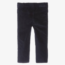 Il Gufo-Girls Navy Blue Cotton Velvet Trousers | Childrensalon Outlet