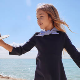 Il Gufo-فستان ميلانو جيرسي لون كحلي | Childrensalon Outlet