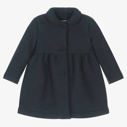 Il Gufo-Girls Navy Blue Pleated Coat | Childrensalon Outlet
