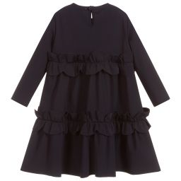 Il Gufo-Girls Navy Blue Ruffle Dress | Childrensalon Outlet