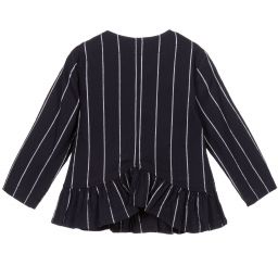 إيل غوفو-جاكيت مزيج قطن مقلم لون كحلي للبنات | Childrensalon Outlet