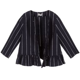 إيل غوفو-جاكيت مزيج قطن مقلم لون كحلي للبنات | Childrensalon Outlet