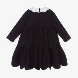Il Gufo-Синее многоярусное платье с фестонами | Childrensalon Outlet