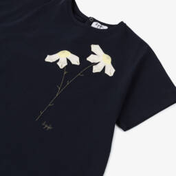 Il Gufo-Платье из синего трикотажа с цветочным узором для девочек | Childrensalon Outlet