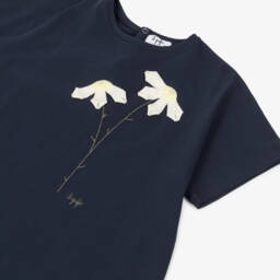 Il Gufo-Платье из синего трикотажа с цветочным узором для девочек | Childrensalon Outlet