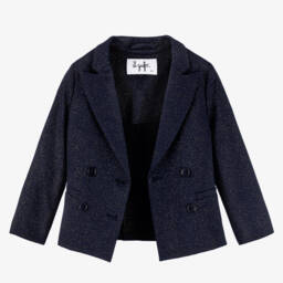 Il Gufo-Girls Navy Shimmer Blazer | Childrensalon Outlet
