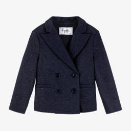 Il Gufo-Girls Navy Shimmer Blazer | Childrensalon Outlet