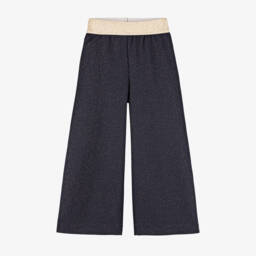 Il Gufo-Girls Navy Sparkle Wide-Leg Trousers | Childrensalon Outlet