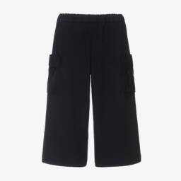 Il Gufo-Girls Navy Wide Leg Cargo Trousers | Childrensalon Outlet
