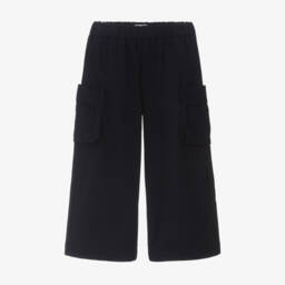 Il Gufo-Girls Navy Wide Leg Cargo Trousers | Childrensalon Outlet