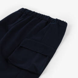 Il Gufo-Girls Navy Wide Leg Cargo Trousers | Childrensalon Outlet