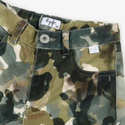 Il Gufo-Оливковые камуфляжные брюки из твила для девочек | Childrensalon Outlet