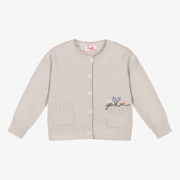 Il Gufo-Girls Pale Grey Merino Wool Cardigan | Childrensalon Outlet