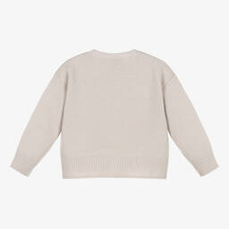 Il Gufo-Girls Pale Grey Merino Wool Cardigan | Childrensalon Outlet