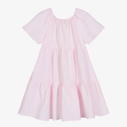 Il Gufo-Girls Pastel Pink Cotton Seersucker Dress | Childrensalon Outlet