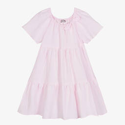 Il Gufo-Girls Pastel Pink Cotton Seersucker Dress | Childrensalon Outlet