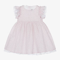 Il Gufo-Girls Pink Cotton Floral Dress | Childrensalon Outlet